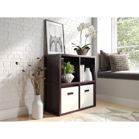 John Louis Home Solid Wood 4 Cube Organizer Espresso JLH-4C-E